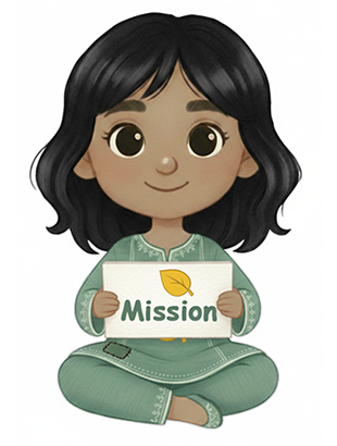Taru holding a sign that says Mission